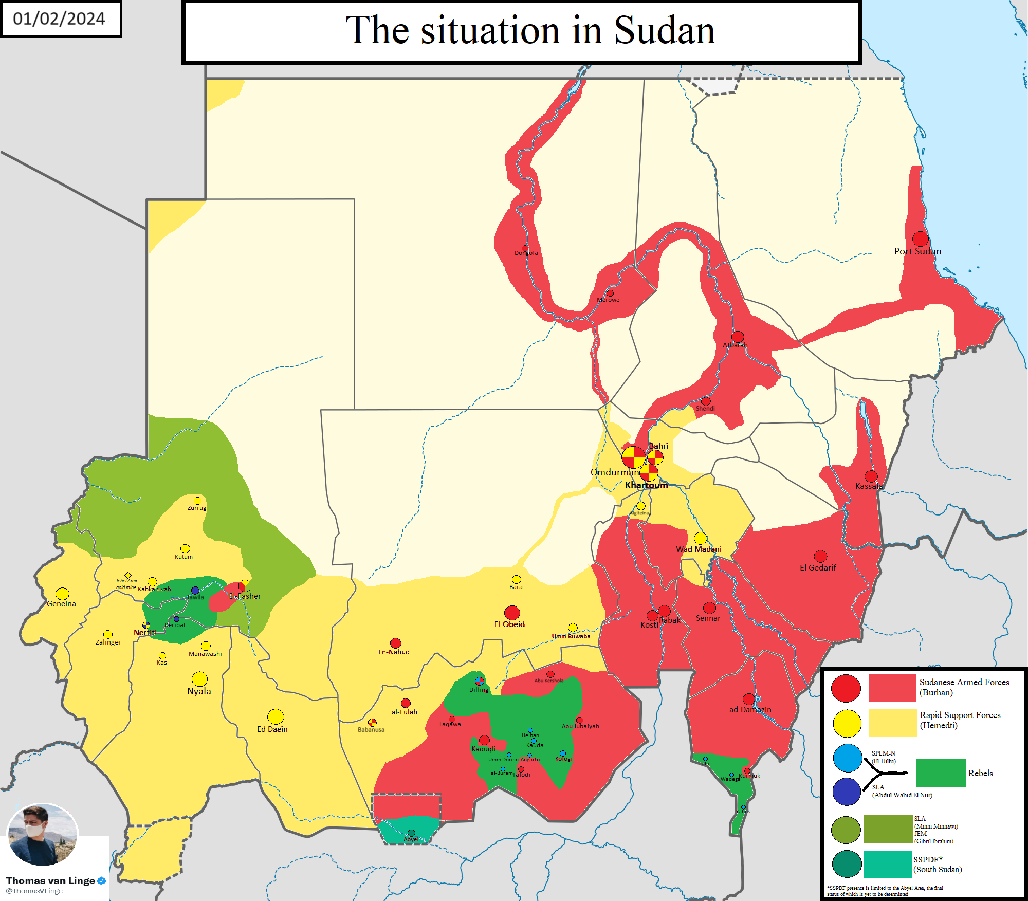 Renewed Battles Between Sudan Army And RSF Reported In North Darfur   Military Control In Sudan As Of February 1 Approximate Map By Sudan War Monitor 